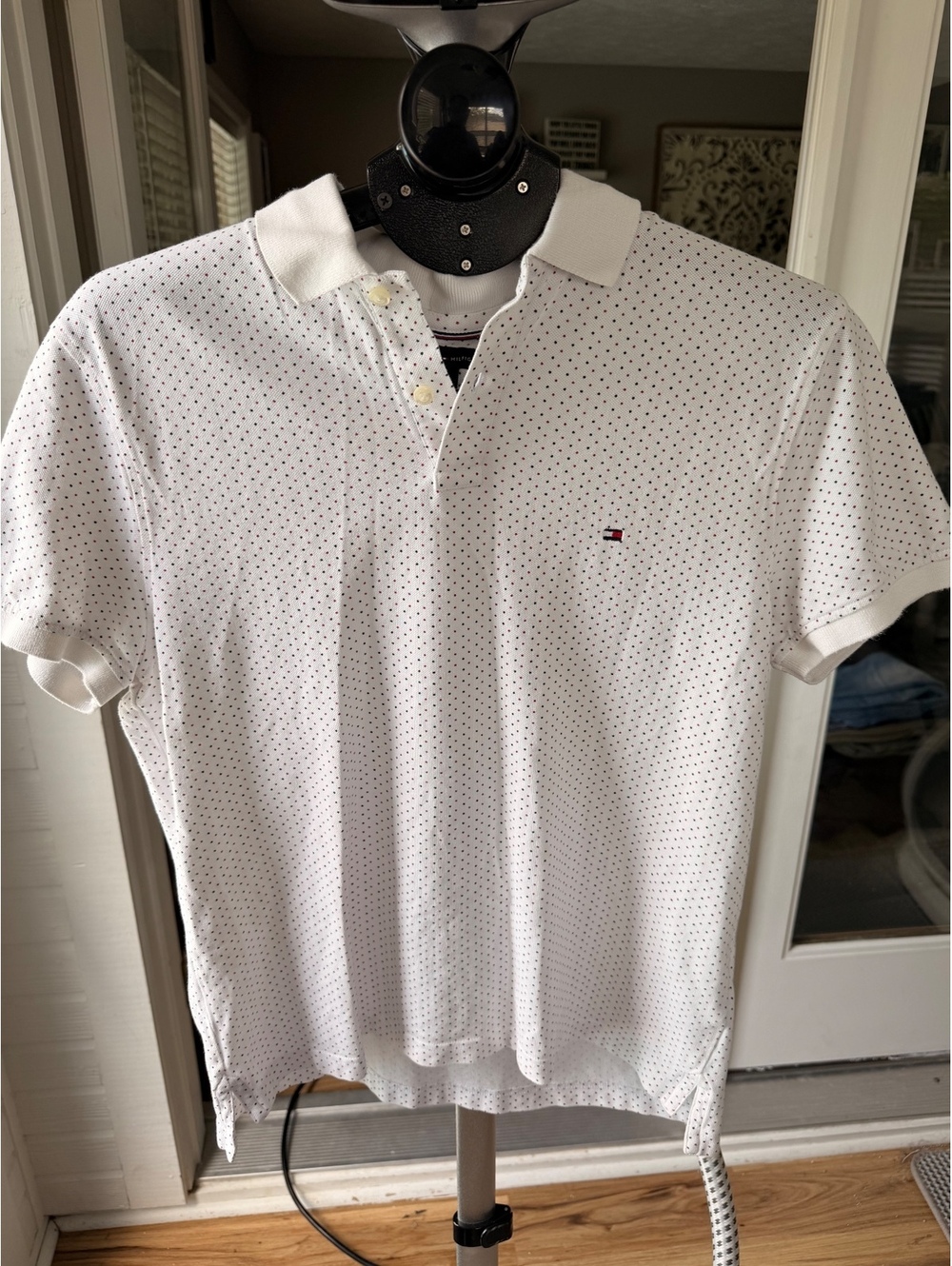 Tommy Hilfiger white patterned polo shirt